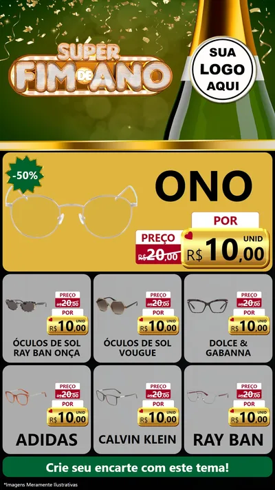 Modelo de Rede Social para Stories com o tema Super Fim de Ano para Óticas