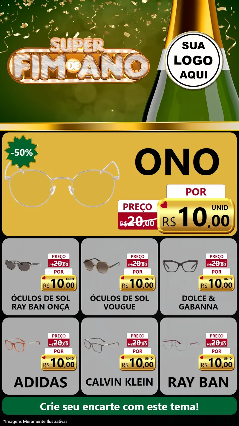 Modelo de Rede Social para Stories com o tema Super Fim de Ano para Óticas