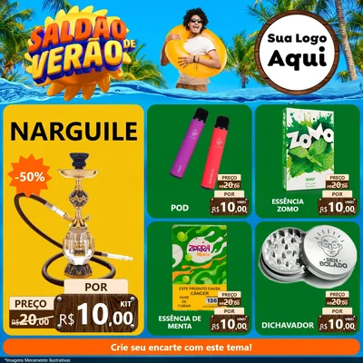 Modelo de Rede Social para Feed Facebook com o tema Saldão de Verão para Tabacaria