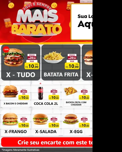 Modelo de Rede Social para Feed Instagram com o tema Mais Barato para Hamburgueria