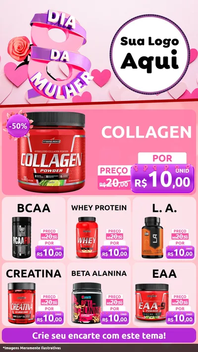 Modelo de Rede Social para Stories com o tema Dia da Mulher para Suplementos alimentares