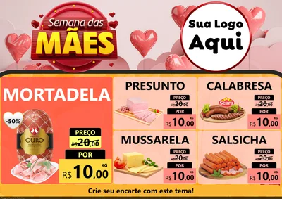 Modelo de Encarte para Encarte A4 Horizontal com o tema Semana das Mães para Frios e Laticínios