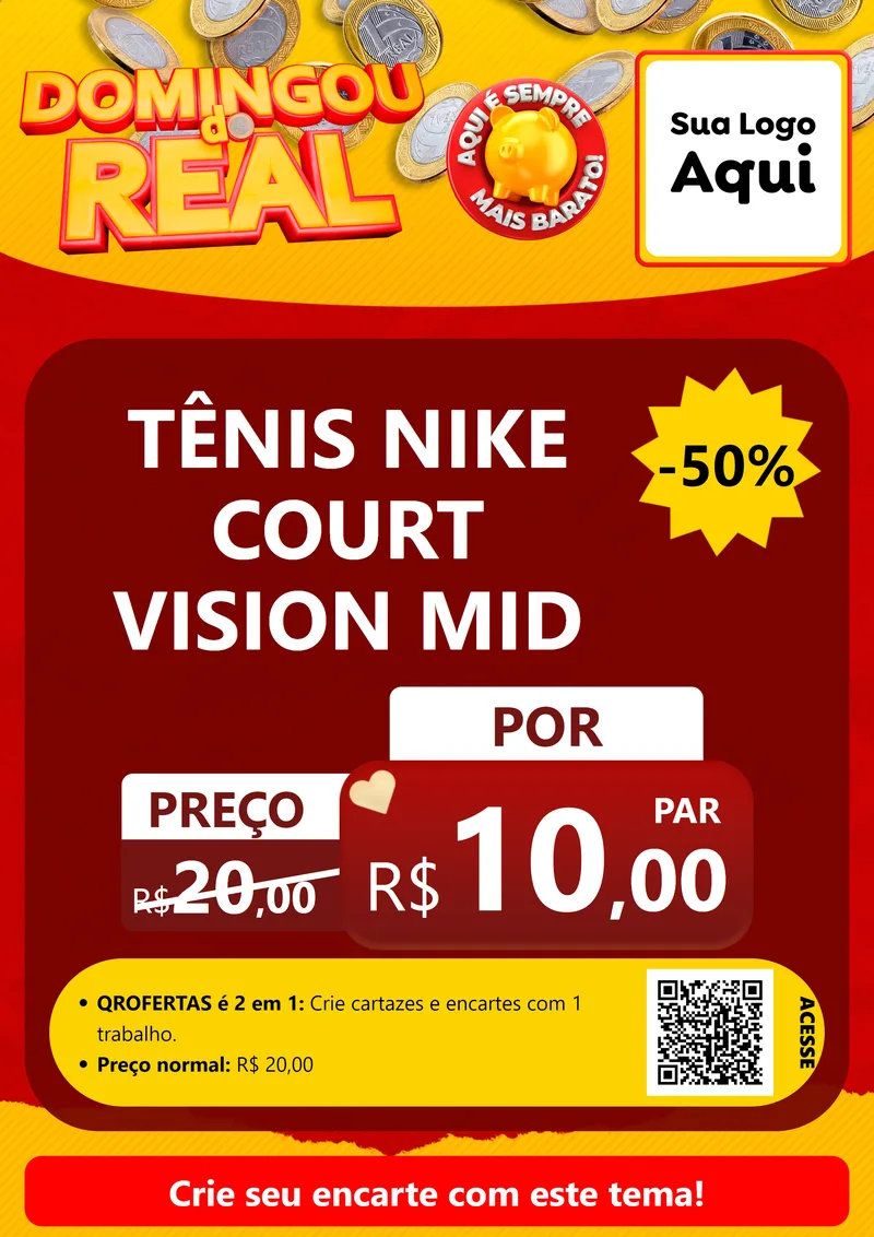 Modelo de Cartaz para Cartaz A4 Vertical com o tema Domingou do Real para Calçados