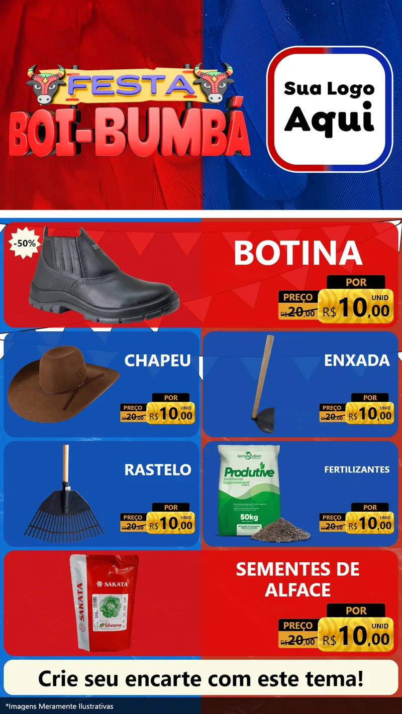 Modelo de TV para TV Vertical com o tema Festa Boi Bumbá para Agropecuária
