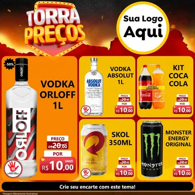 Modelo de Rede Social para Feed Facebook com o tema Torra Preços para Distribuidora de bebidas