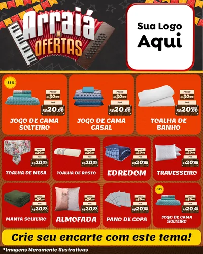 Modelo de Rede Social para Feed Instagram com o tema Arraiá de Ofertas - Junina para Cama, Mesa e Banho