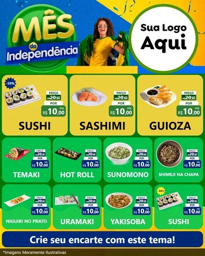 Modelo de Rede Social para Feed Instagram com o tema Mês da Independência para Comida japonesa