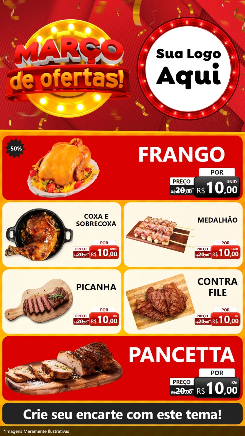 Modelo de TV para TV Vertical com o tema Março de Ofertas! para Assados