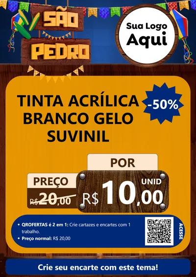 Modelo de Cartaz para Cartaz A4 Vertical com o tema São Pedro para Tintas e Ferramentas