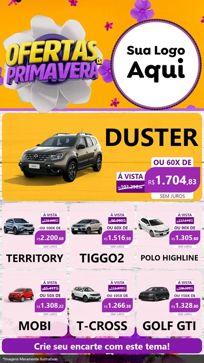 Modelo de Rede Social para Stories com o tema Ofertas Da Primavera para Concessionaria de Carros
