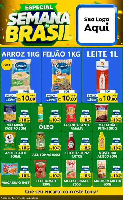 Modelo de Encarte para Encarte Grande com o tema Especial Semana do Brasil para Supermercado