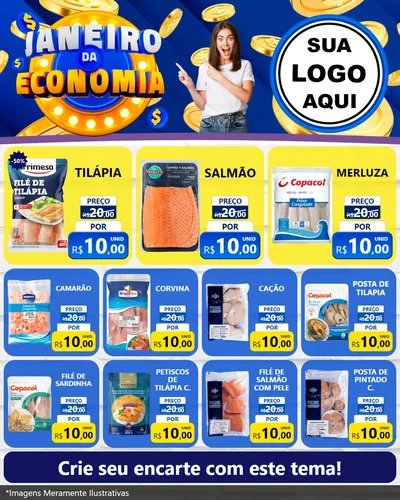Modelo de Rede Social para Feed Instagram com o tema Janeiro da Economia para Peixaria