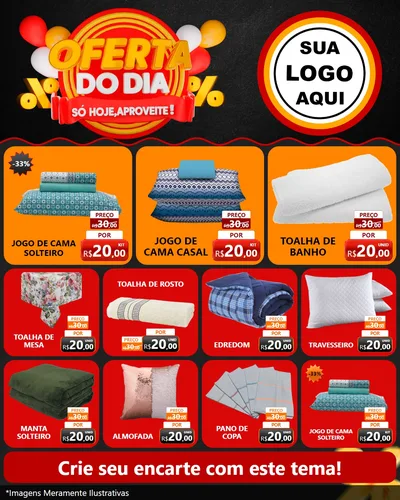 Modelo de Rede Social para Feed Instagram com o tema Oferta do Dia - Só hoje, Aproveite! para Cama, Mesa e Banho