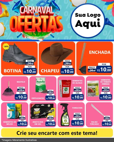Modelo de Rede Social para Feed Instagram com o tema Carnaval de Ofertas para Agropecuária