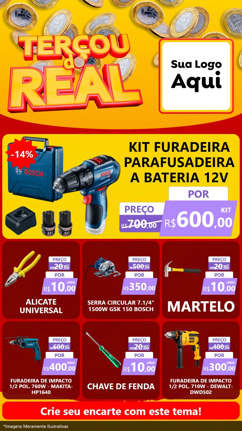 Modelo de Rede Social para Stories com o tema Terçou do Real para Maquinas e Ferramentas
