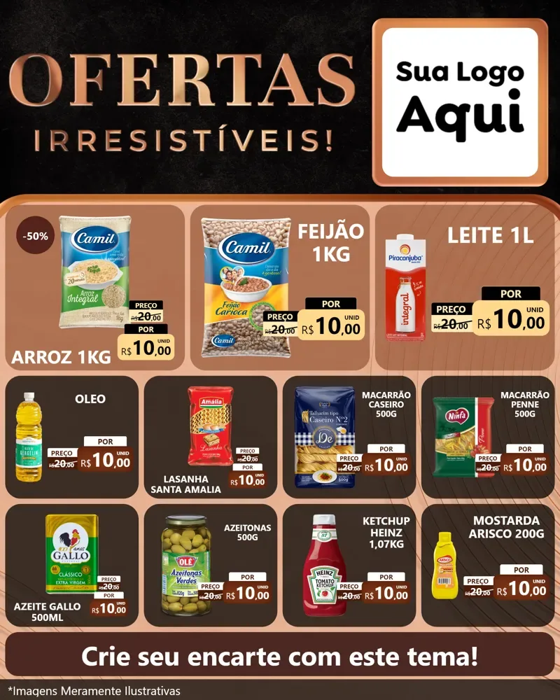 Modelo de Rede Social para Feed Instagram com o tema Ofertas Irresistíveis! para Supermercado