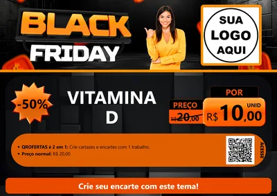 Modelo de Cartaz para Cartaz A4 Horizontal com o tema Black Friday para Farmácia