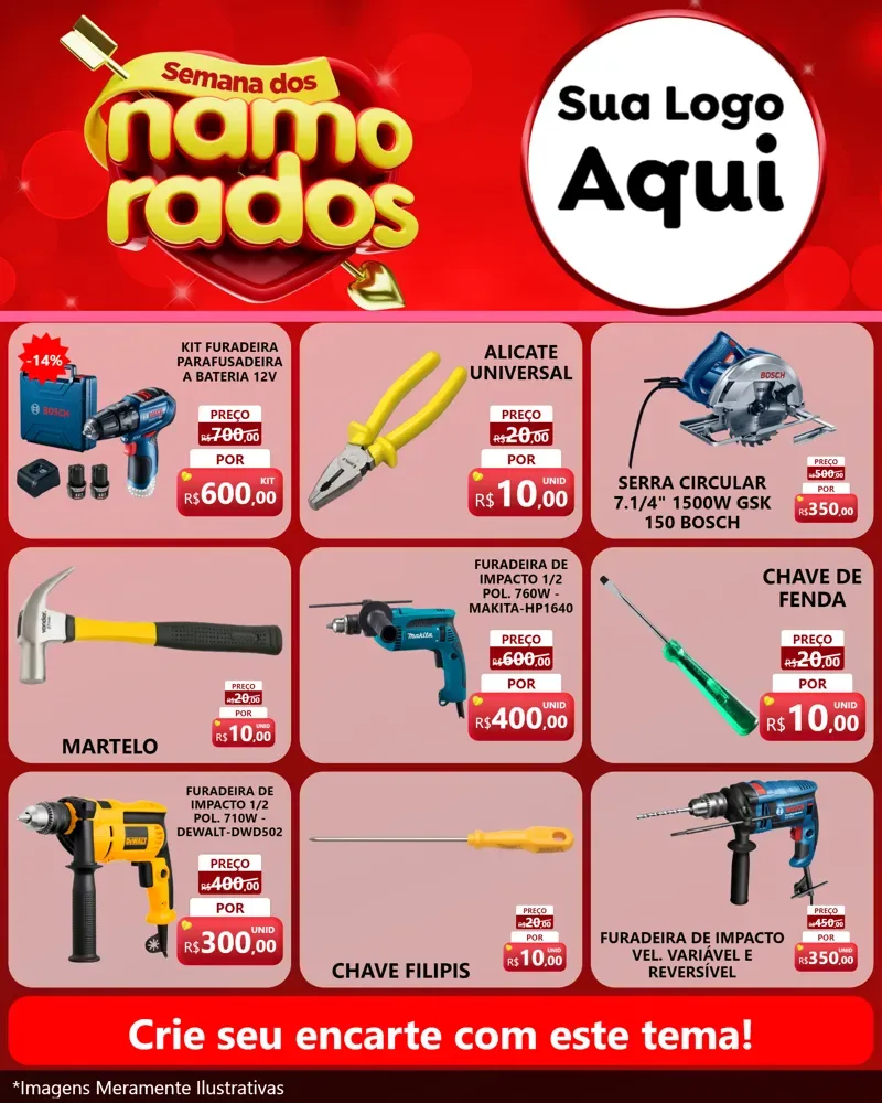 Modelo de Rede Social para Feed Instagram com o tema Semana dos namorados para Maquinas e Ferramentas