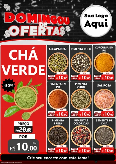 Modelo de Encarte para Encarte A4 Vertical com o tema Domingou de Ofertas para Produtos Naturais