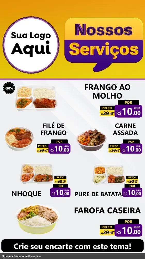 Modelo de TV para TV Vertical com o tema Nossos Serviços para Restaurante
