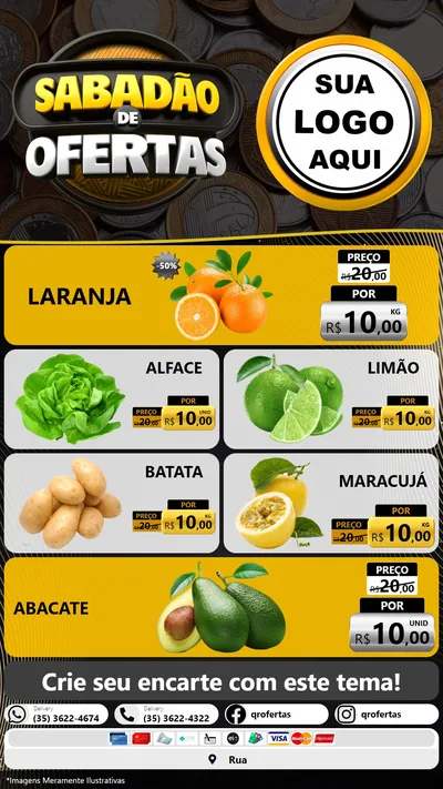 Modelo de TV para TV Vertical com o tema Sabadão de Ofertas para Hortifrúti