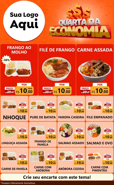 Modelo de Encarte para Encarte Grande com o tema Quarta da Economia para Restaurante