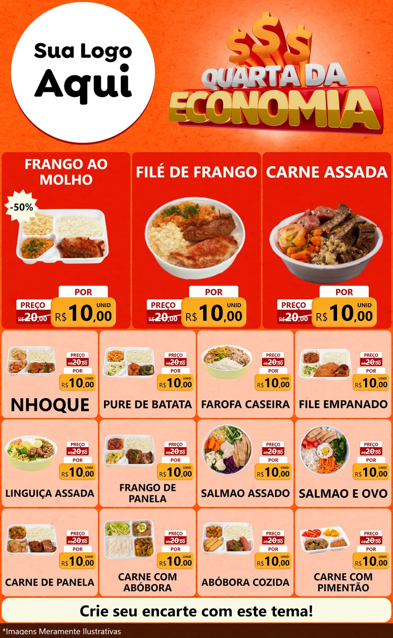 Modelo de Encarte para Encarte Grande com o tema Quarta da Economia para Restaurante
