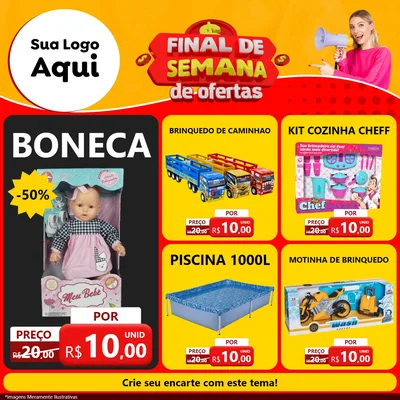 Modelo de Rede Social para Feed Facebook com o tema Final de Semana de Ofertas para Brinquedos