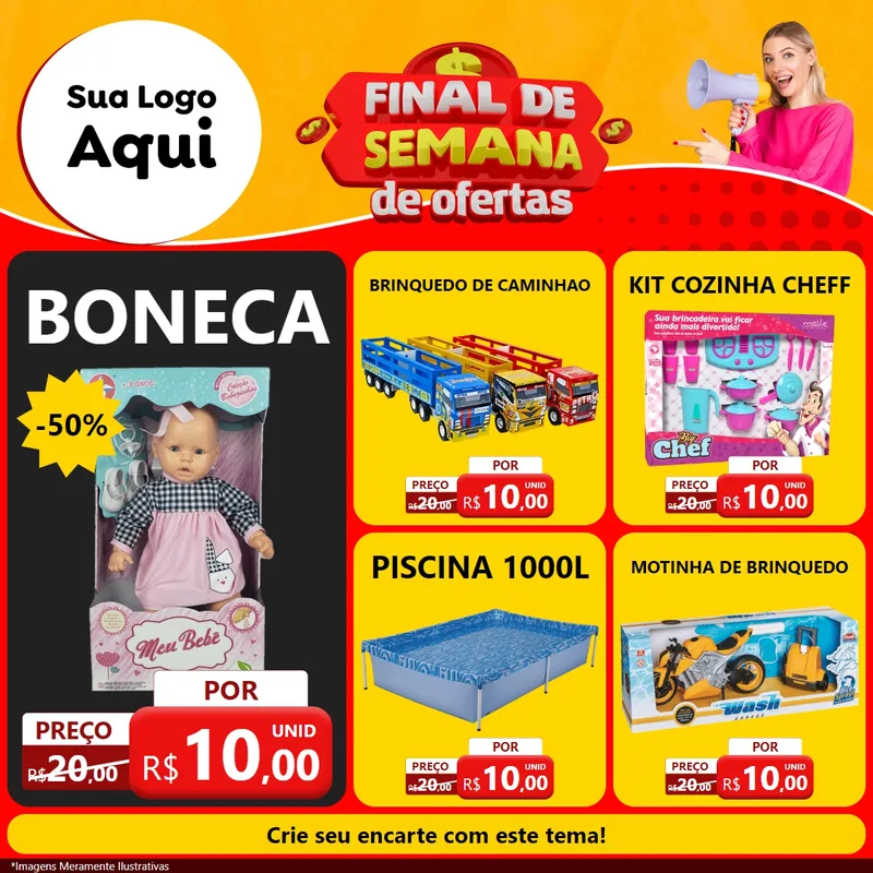Modelo de Rede Social para Feed Facebook com o tema Final de Semana de Ofertas para Brinquedos