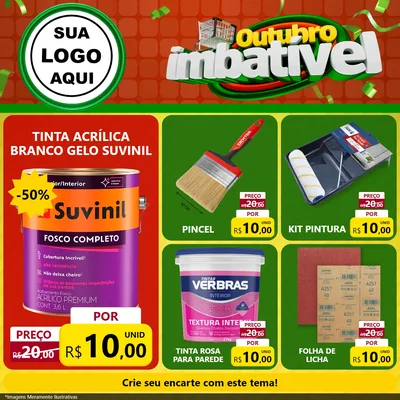 Modelo de Rede Social para Feed Facebook com o tema Outubro Imbatível para Tintas e Ferramentas