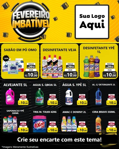 Modelo de Rede Social para Feed Instagram com o tema Fevereiro Imbatível para Produtos de Limpeza