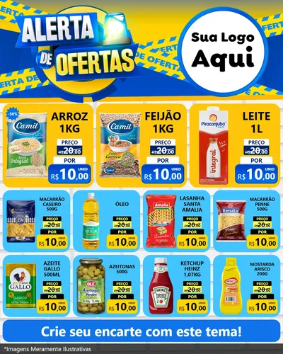 Modelo de Rede Social para Feed Instagram com o tema Alerta de Ofertas para Supermercado