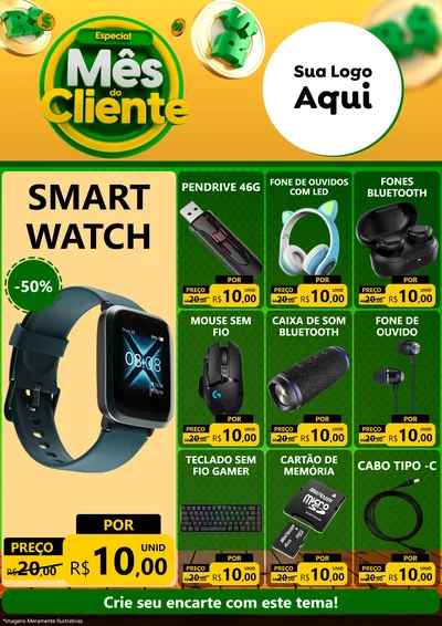 Modelo de Encarte para Encarte A4 Vertical com o tema Especial Mês do Cliente para Informática