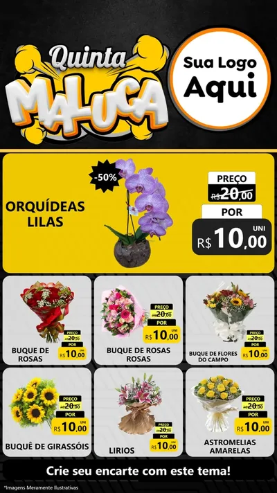 Modelo de Rede Social para Stories com o tema Quinta Maluca para Floricultura e jardim