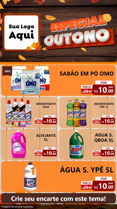 Modelo de TV para TV Vertical com o tema Especial Outono para Produtos de Limpeza