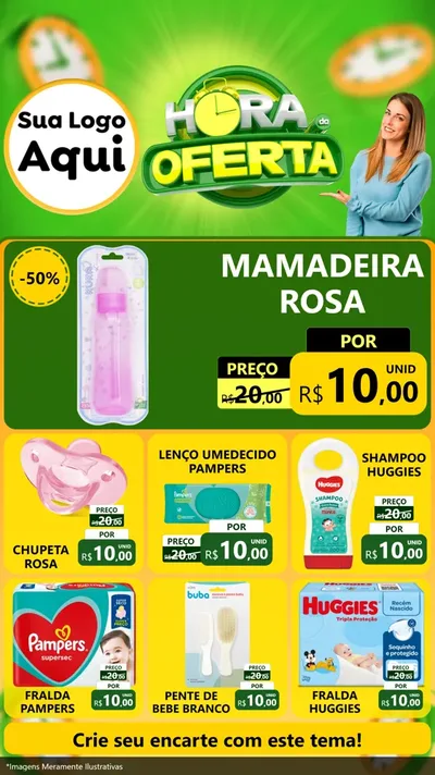 Modelo de Rede Social para Stories com o tema Hora da Oferta para Bebês