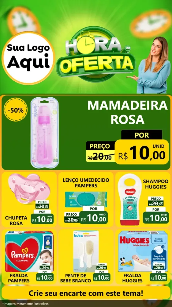 Modelo de Rede Social para Stories com o tema Hora da Oferta para Bebês