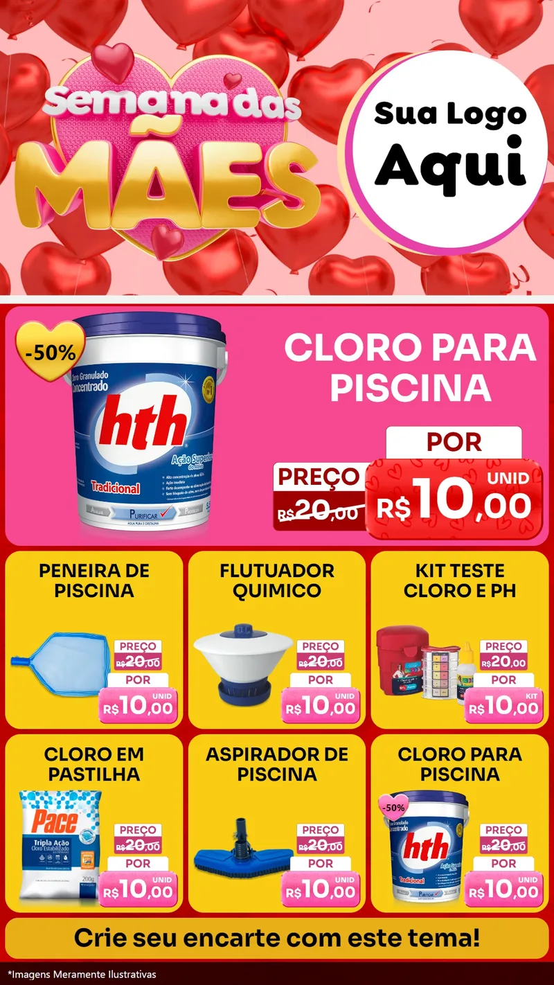 Modelo de Rede Social para Stories com o tema Semana Das Mães para Produtos para Piscina