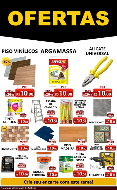 Modelo de Encarte para Encarte Grande com o tema Ofertas Preto e Vermelho Cartaz para Material para Construção