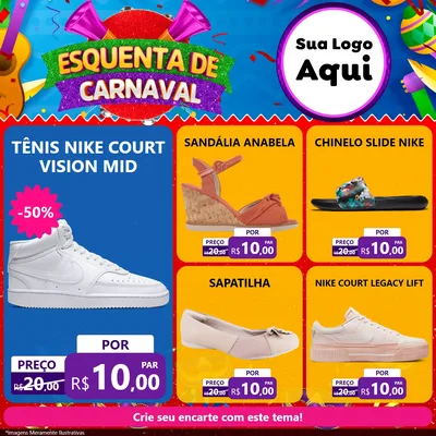 Modelo de Rede Social para Feed Facebook com o tema Esquenta de Carnaval para Calçados