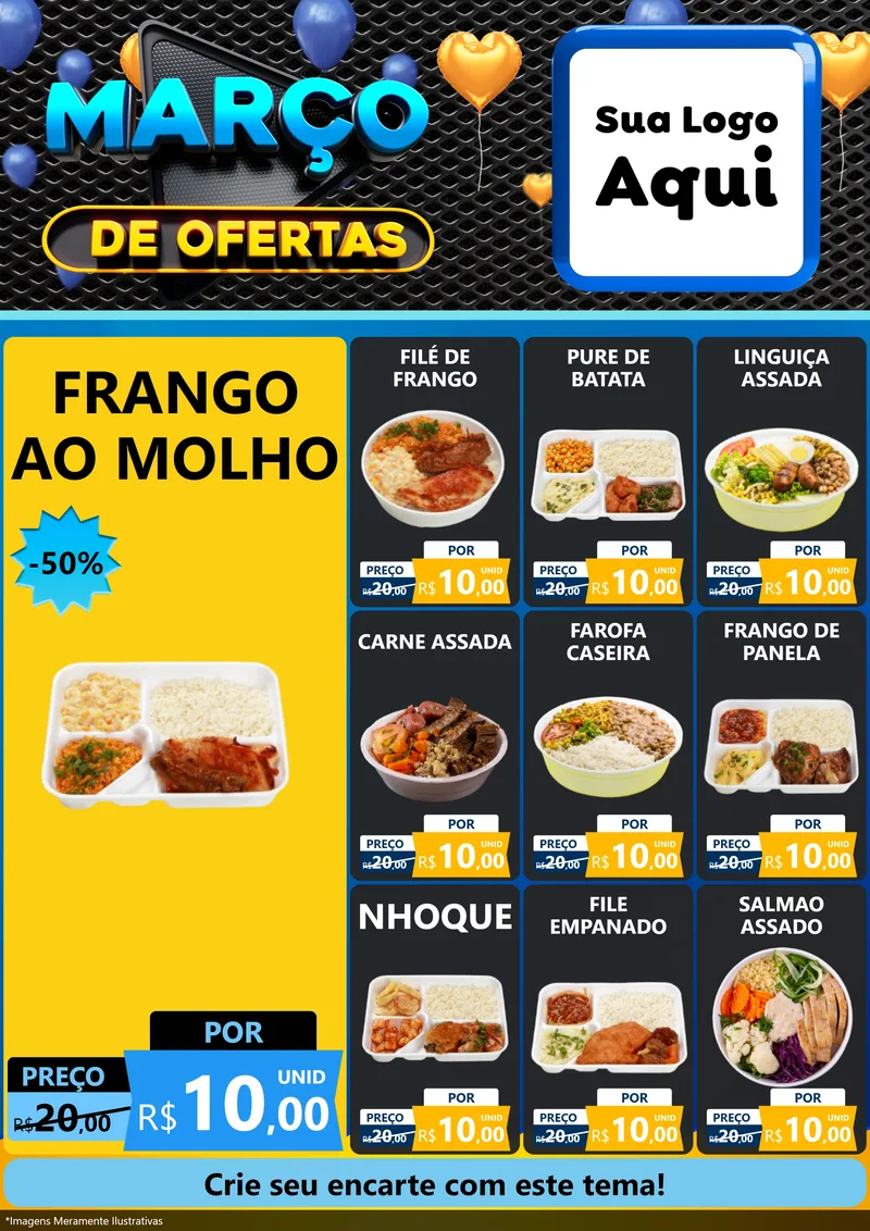 Modelo de Encarte para Encarte A4 Vertical com o tema Março de Ofertas para Restaurante