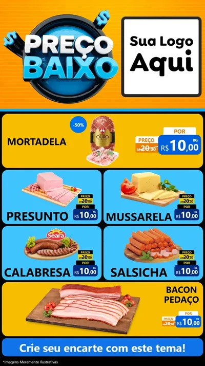 Modelo de TV para TV Vertical com o tema Preço Baixo para Frios e Laticínios