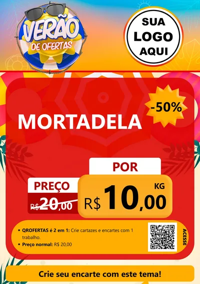 Modelo de Cartaz para Cartaz A4 Vertical com o tema Verão de Ofertas para Frios e Laticínios