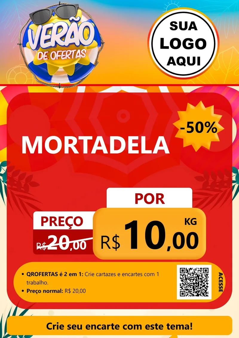 Modelo de Cartaz para Cartaz A4 Vertical com o tema Verão de Ofertas para Frios e Laticínios