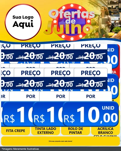 Modelo de Rede Social para Feed Instagram com o tema Ofertas de Julho para Tintas e Ferramentas