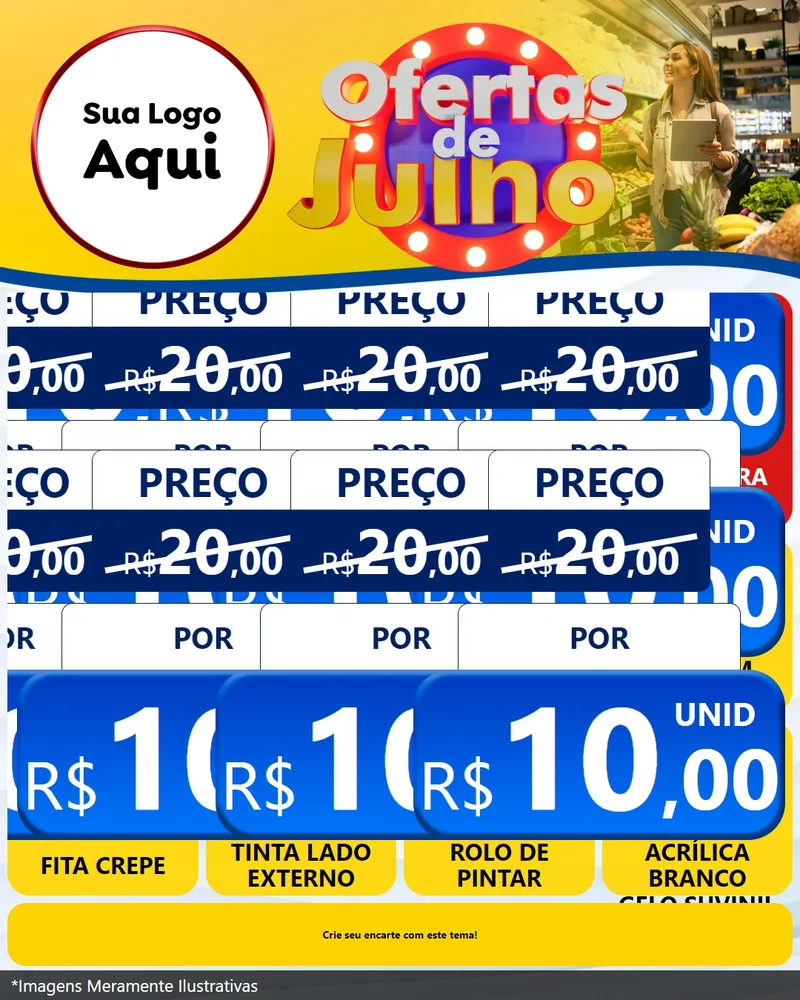 Modelo de Rede Social para Feed Instagram com o tema Ofertas de Julho para Tintas e Ferramentas