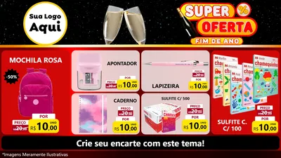 Modelo de TV para TV Horizontal com o tema Super Oferta Fim de Ano para Papelaria