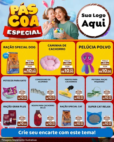 Modelo de Rede Social para Feed Instagram com o tema Páscoa Especial para Pet Shop