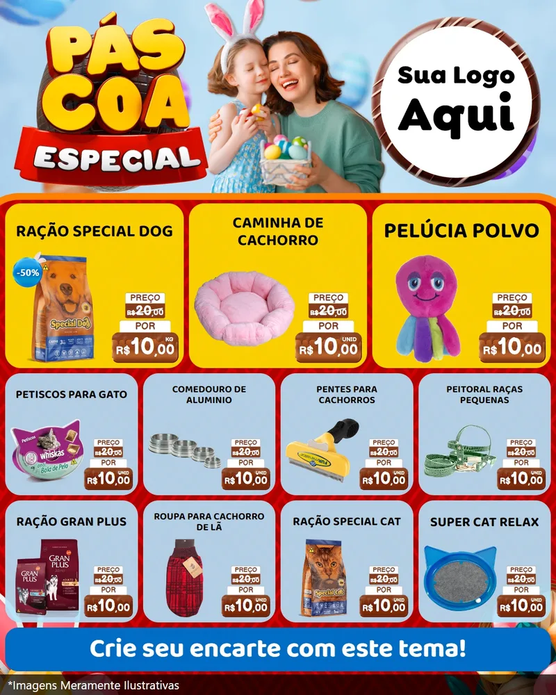 Modelo de Rede Social para Feed Instagram com o tema Páscoa Especial para Pet Shop