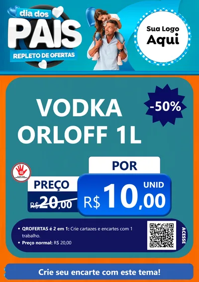 Modelo de Cartaz para Cartaz A4 Vertical com o tema Dia Dos Pais Repleto de Ofertas para Distribuidora de bebidas